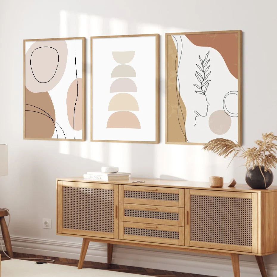 Abstract Geometric Leaves Line Modern Minimalist Posters Canvas Painting Wall Art Print Pictures Living Room Interior Home Decor