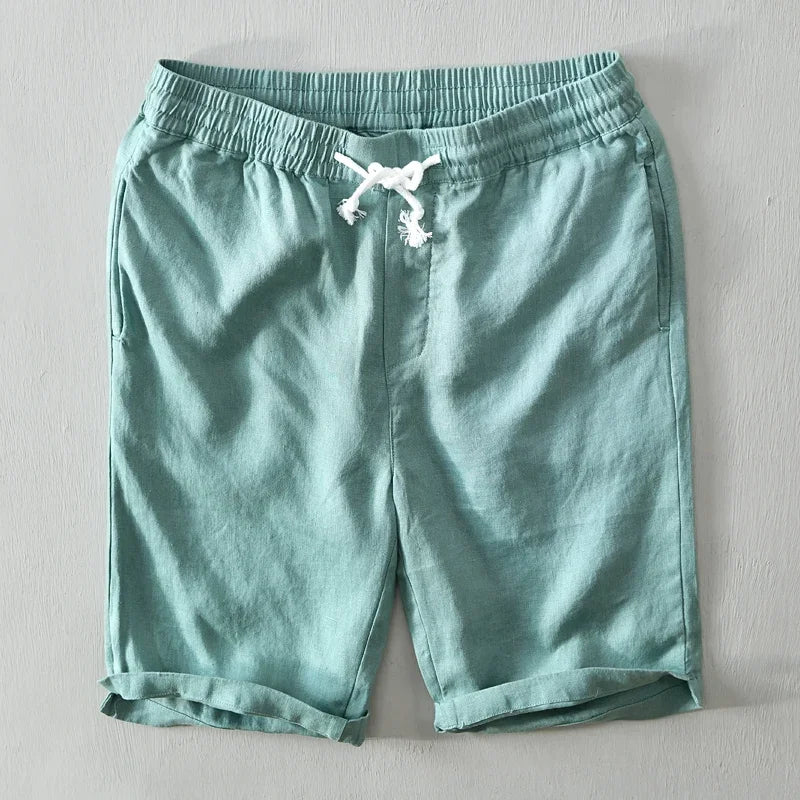 Pure Linen Shorts Men 2024 Summer New Fashion Solid White Loose Holiday Shorts Man Casual Shorts