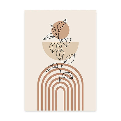 Boho Rainbow Sun Beige Abstract Leaves Poster Canvas Painting Wall Art Print Pictures Bedroom Living Room Interior Home Decor