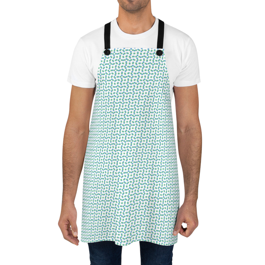 Apron (AOP)- Green/Blue Polka Dot