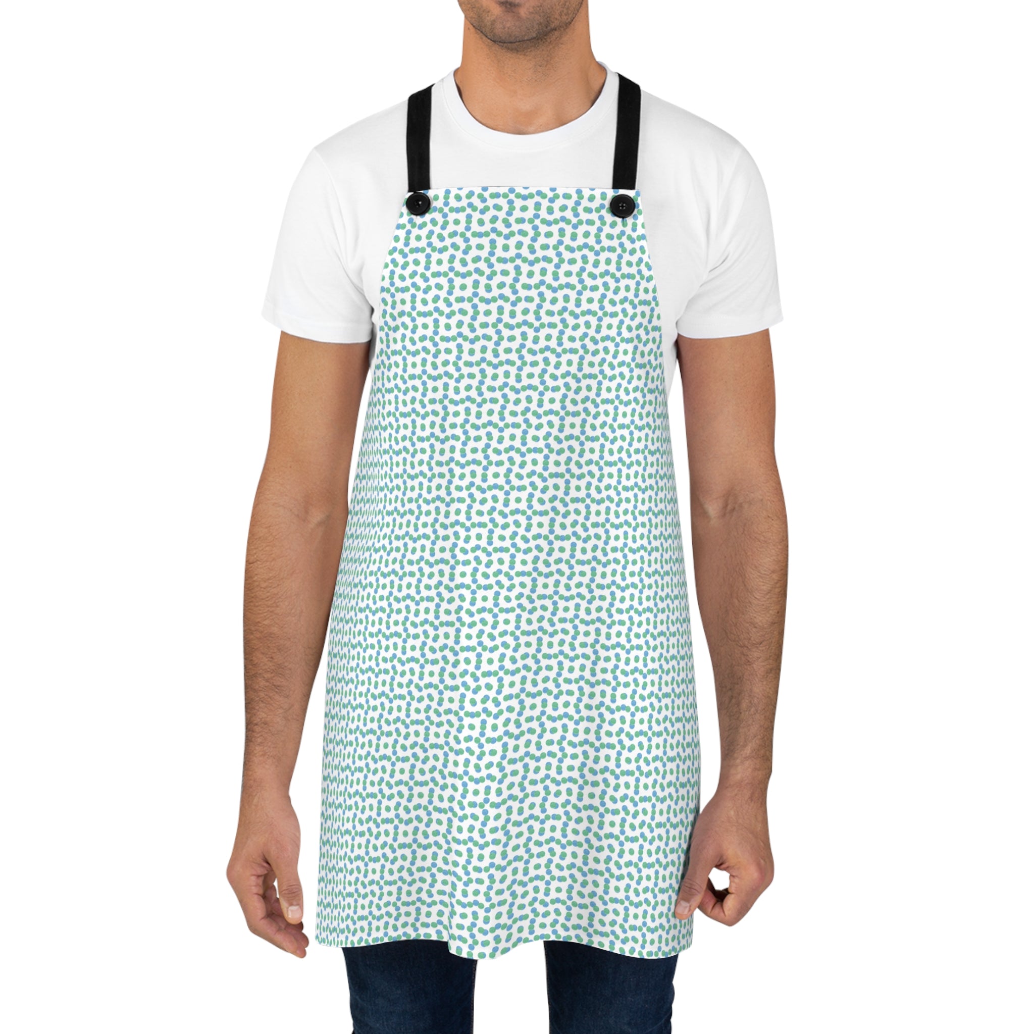 Apron (AOP)- Green/Blue Polka Dot