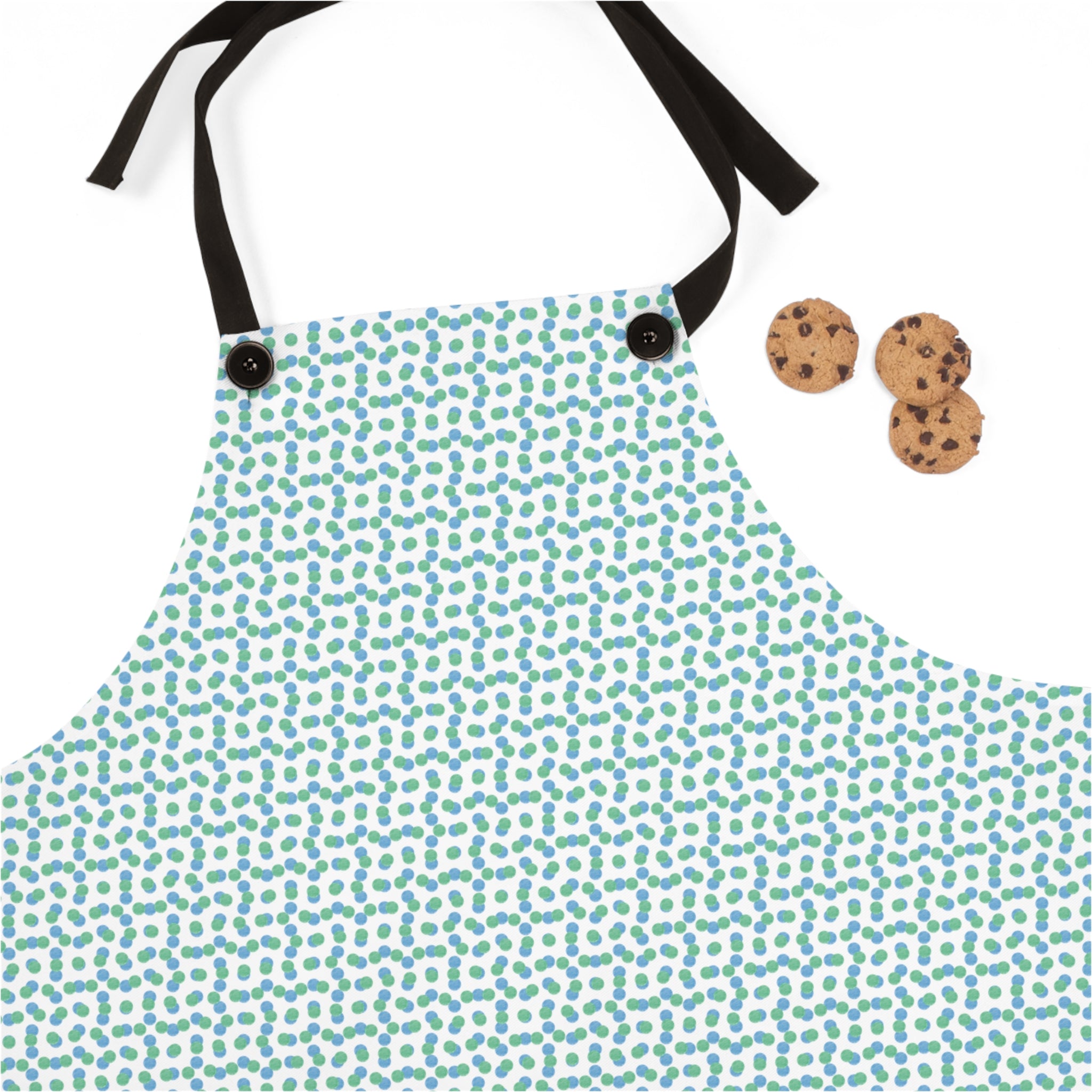 Apron (AOP)- Green/Blue Polka Dot