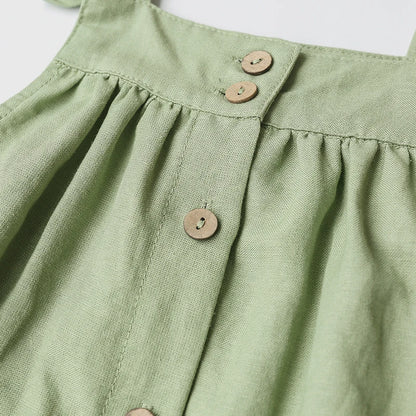 Girls Cotton and Linen Strap Dress Summer New Style Children&