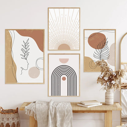 Abstract Geometric Leaves Line Modern Minimalist Posters Canvas Painting Wall Art Print Pictures Living Room Interior Home Decor