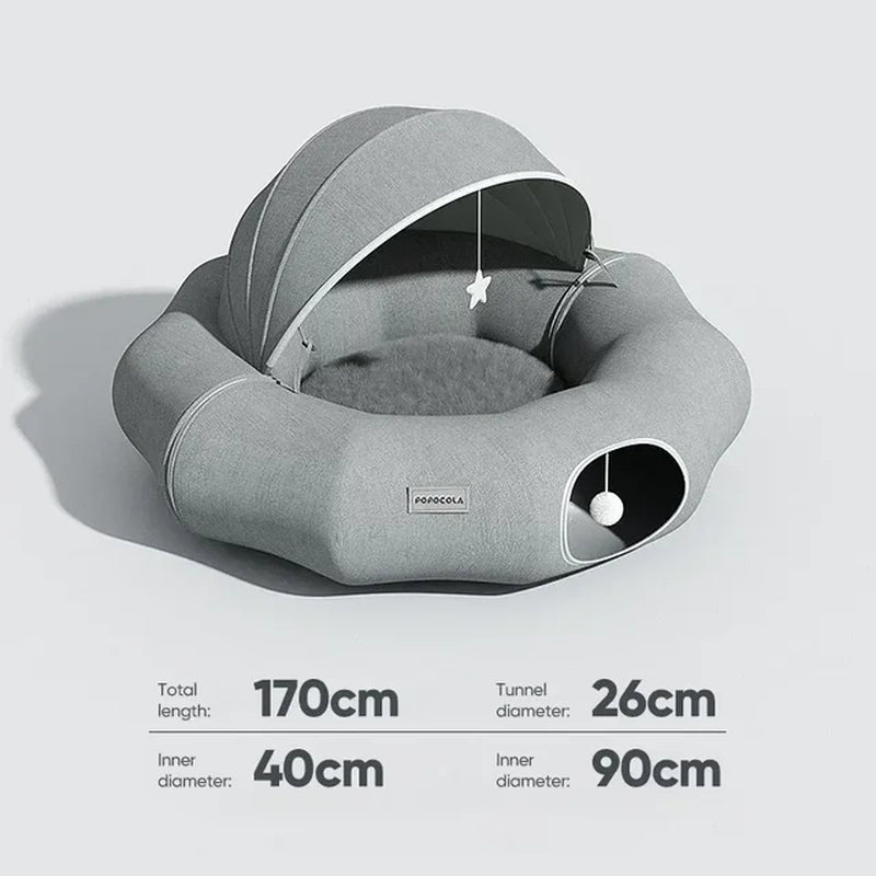 Detachable Cat Tunnel Nest, Pet Cat Toys Interactive, 2 in 1 Donut Tunnel Toys for Cats and Bed for a Cat