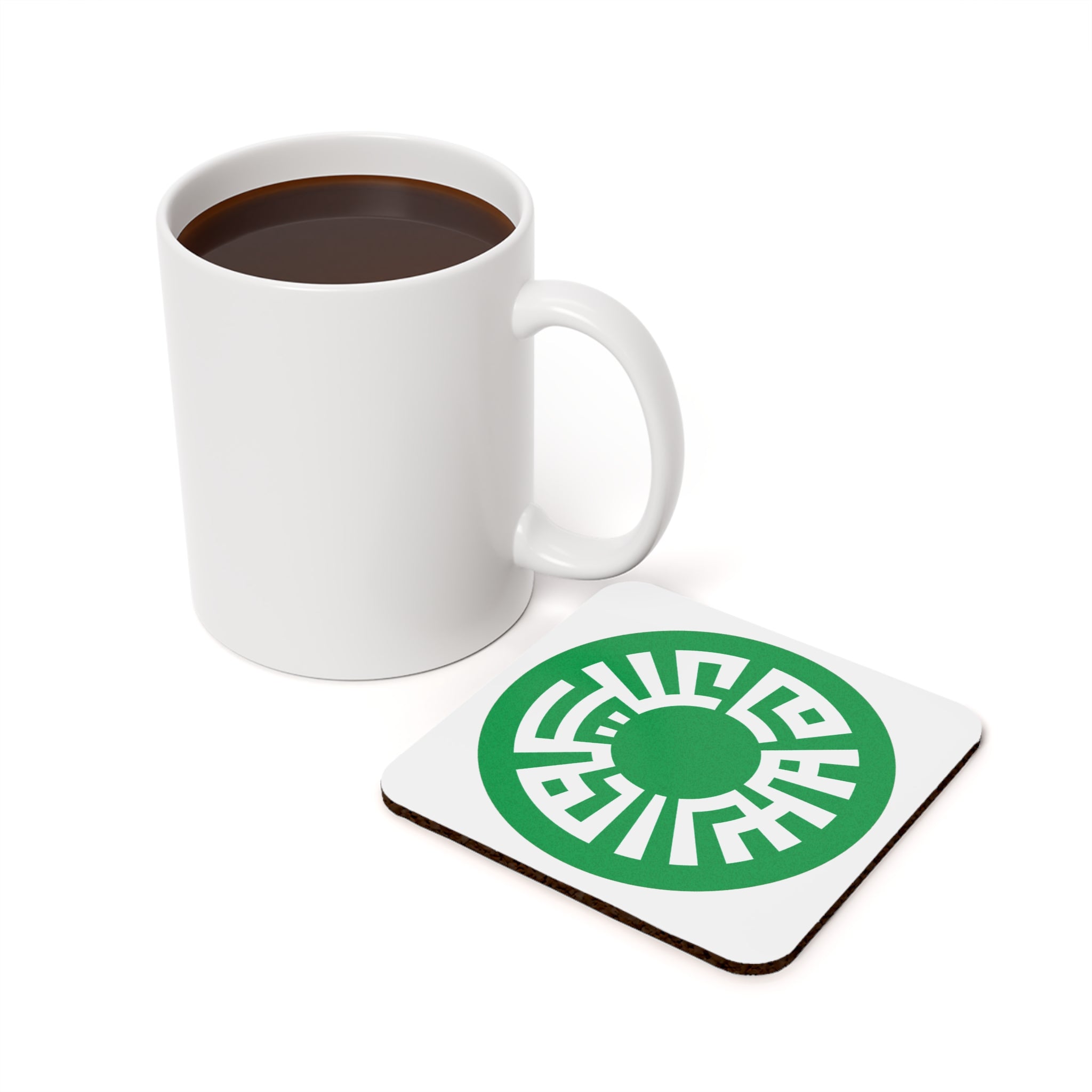 &quot;Salam&quot; Cork Back Coaster- Green