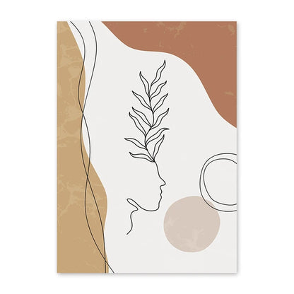 Abstract Geometric Leaves Line Modern Minimalist Posters Canvas Painting Wall Art Print Pictures Living Room Interior Home Decor