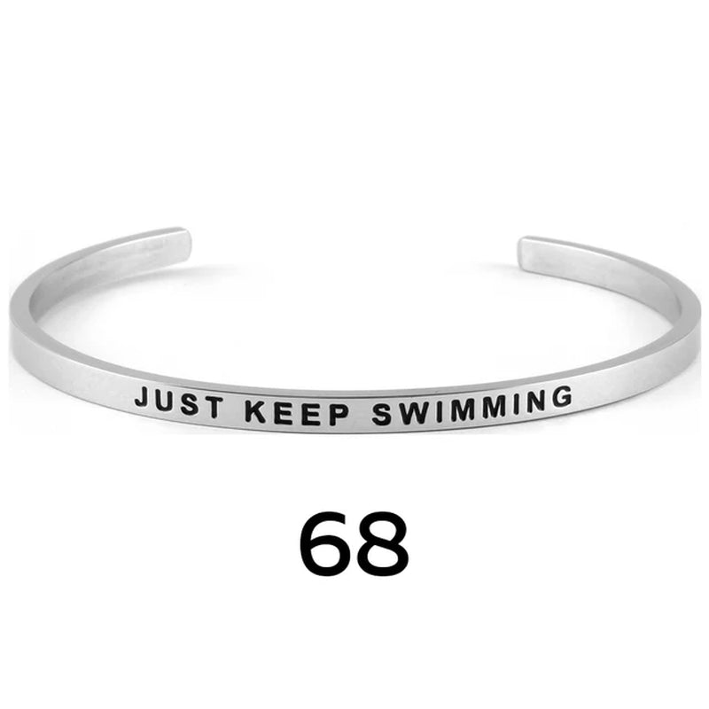 Women Stainless Steel Bangle Inspirational Bracelets Custom Mantra Cuff Band Jewelry Gift for Women