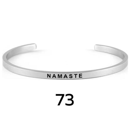 Women Stainless Steel Bangle Inspirational Bracelets Custom Mantra Cuff Band Jewelry Gift for Women