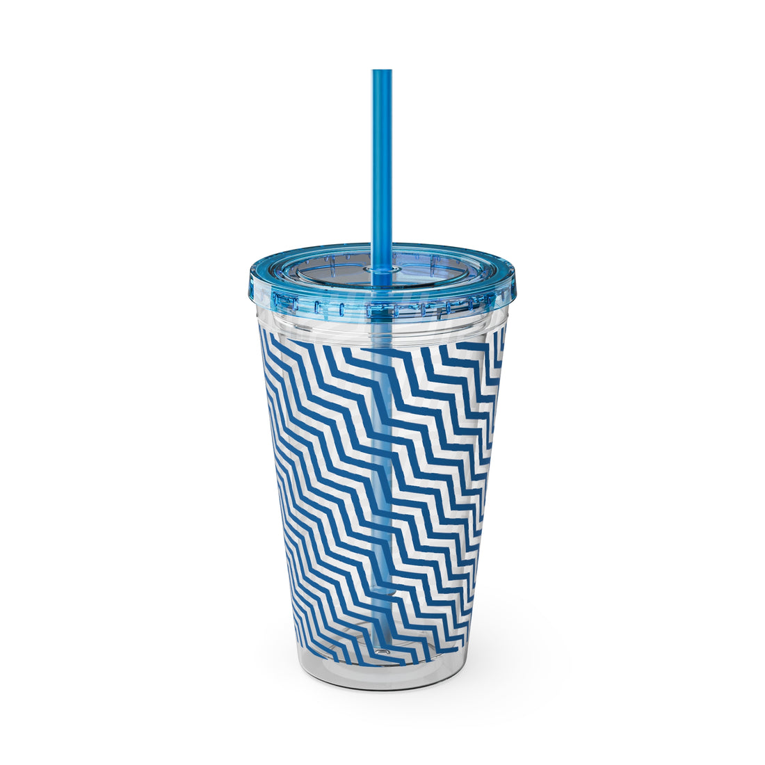 Sunsplash Tumbler with Straw, 16oz- Blue