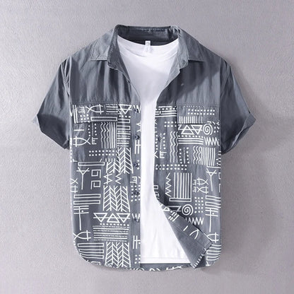 New Stylish Short Sleeve Casual Printing Cotton Shirt Men Brand Fashion Comfortable Top Clothes Camisa Masculina Dropshipping