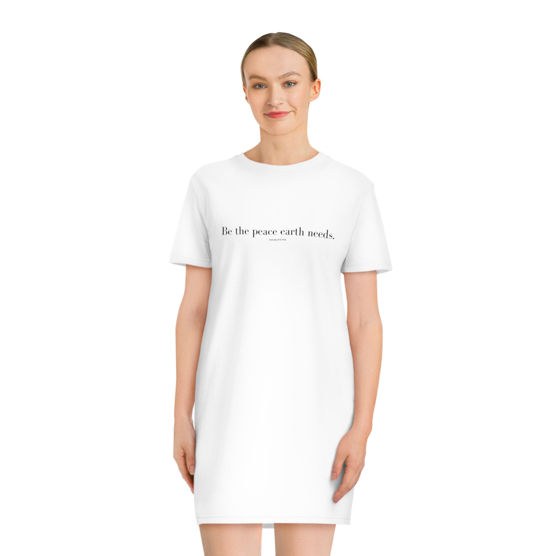 "Be the peace" eco-friendly women pajama dress- White