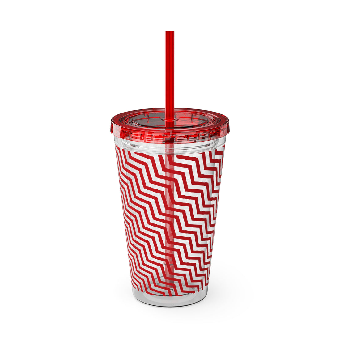 Sunsplash Tumbler with Straw, 16oz- Red