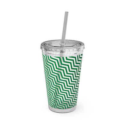 Sunsplash Tumbler with Straw, 16oz- Green