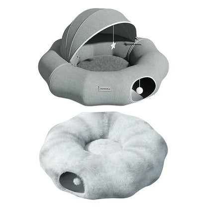Detachable Cat Tunnel Nest, Pet Cat Toys Interactive, 2 in 1 Donut Tunnel Toys for Cats and Bed for a Cat