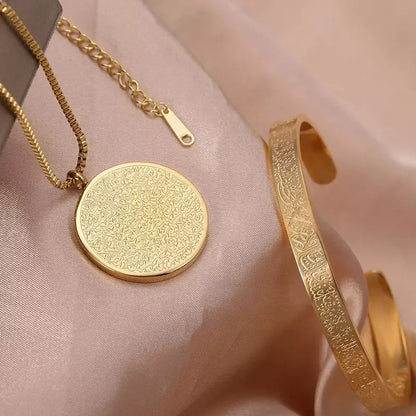 Stainless Steel Arabic Disc Necklace Bracelet