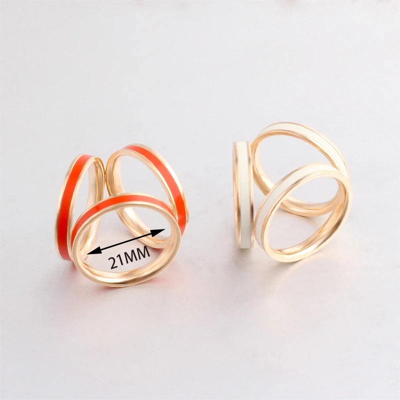 Enamel Brooch for Women, Orange/ White/ Black