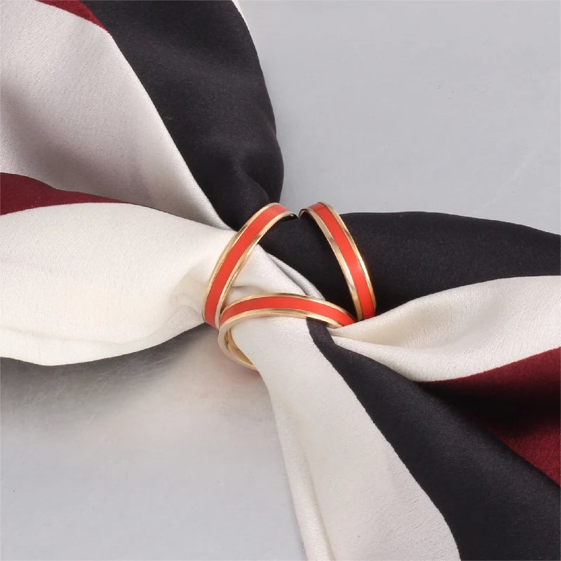 Enamel Brooch for Women, Orange/ White/ Black