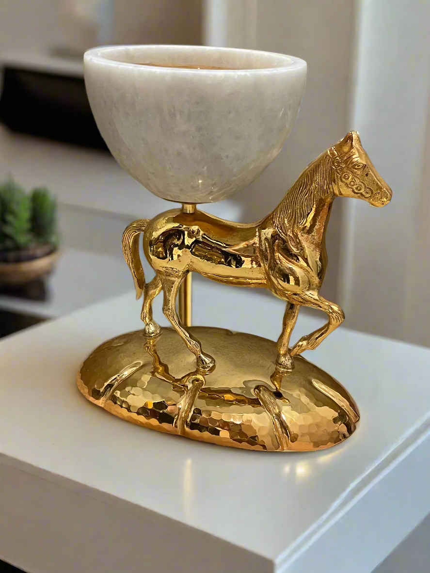 Golden horse Madkhan,  M White Ceramic/Gold