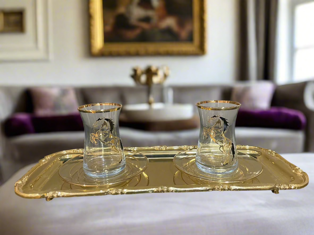 Luxury 12-Piece Tea Set, Golden Horse.