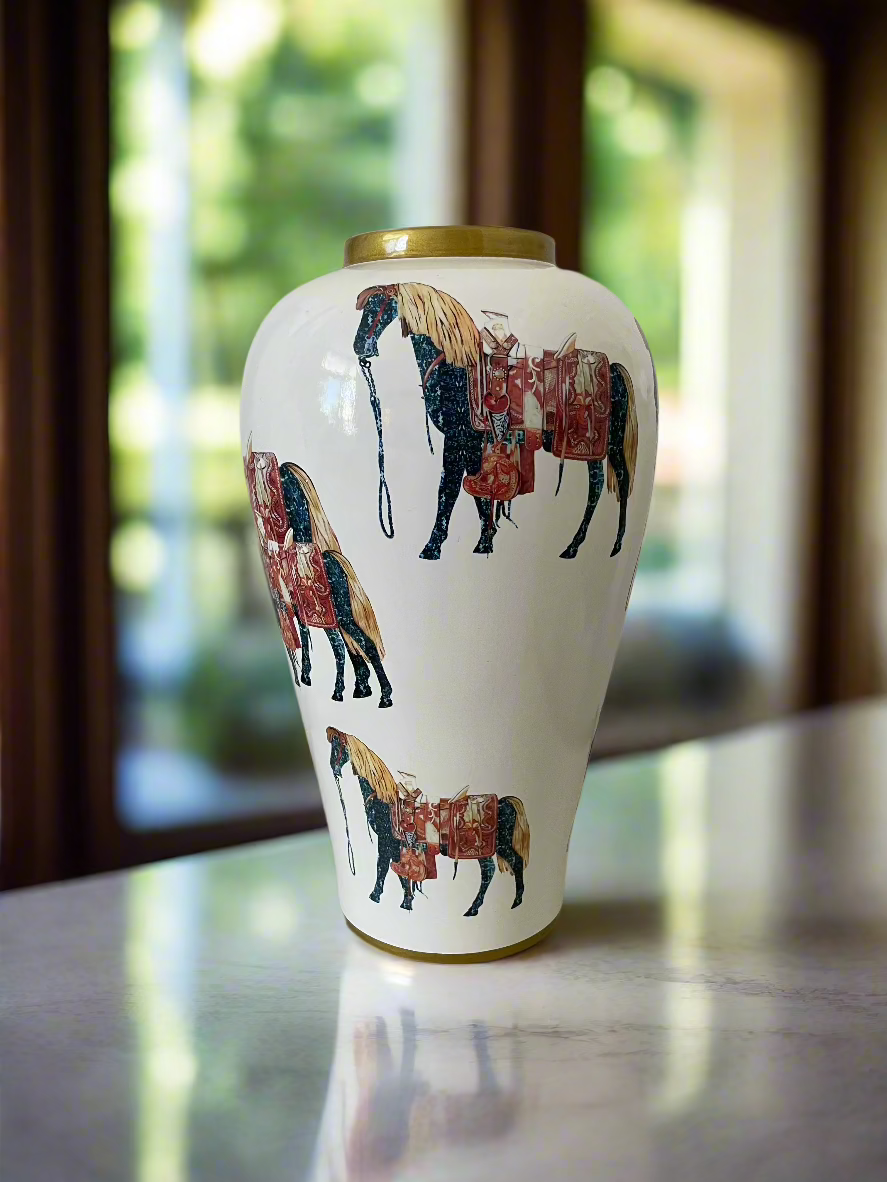 Table Vase, Golden Horse. 42 cm.