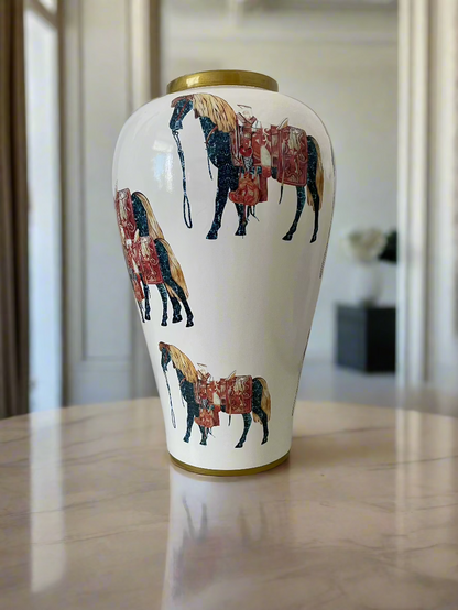 Table Vase, Golden Horse. 42 cm.