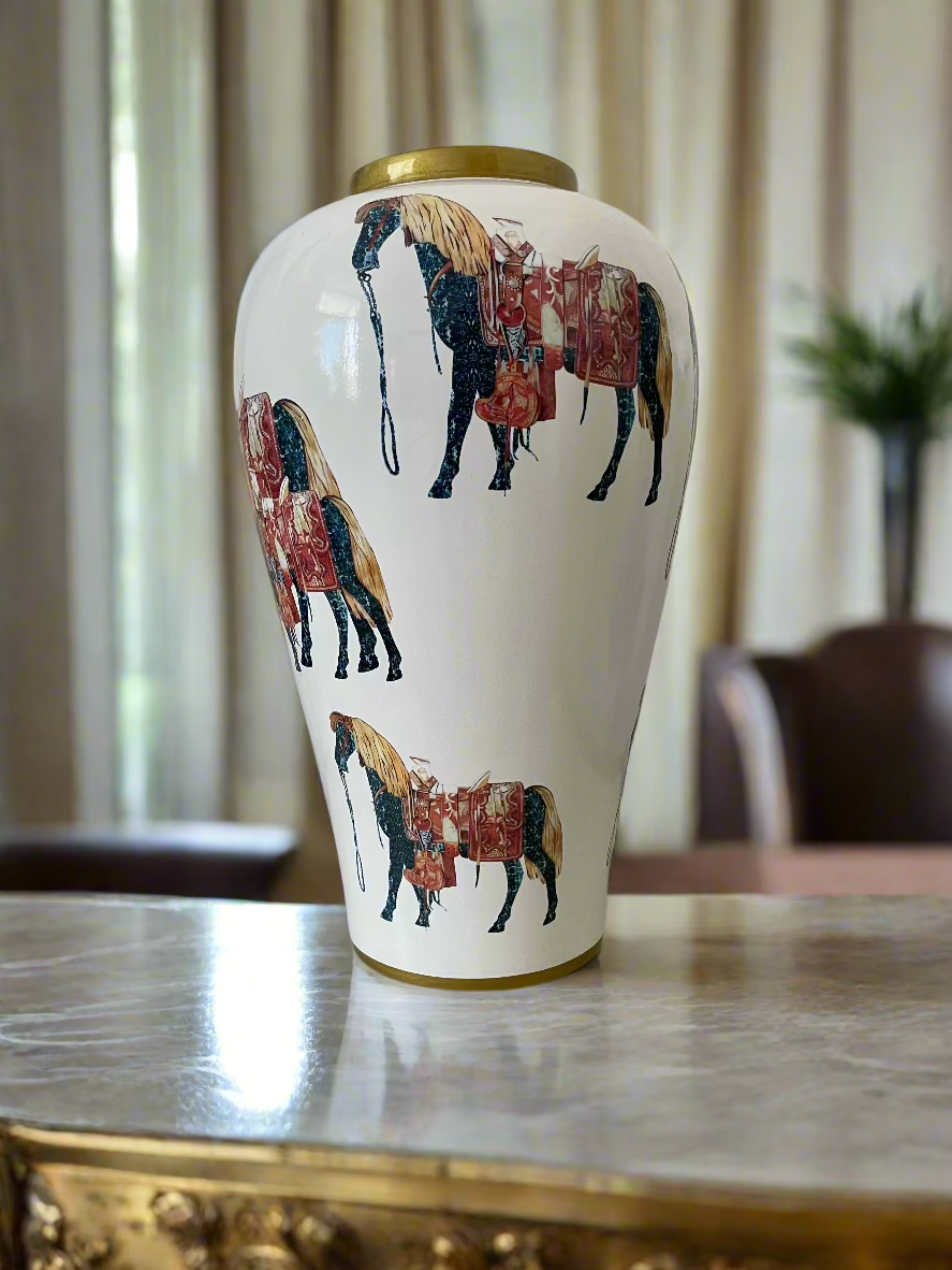 Table Vase, Golden Horse. 42 cm.