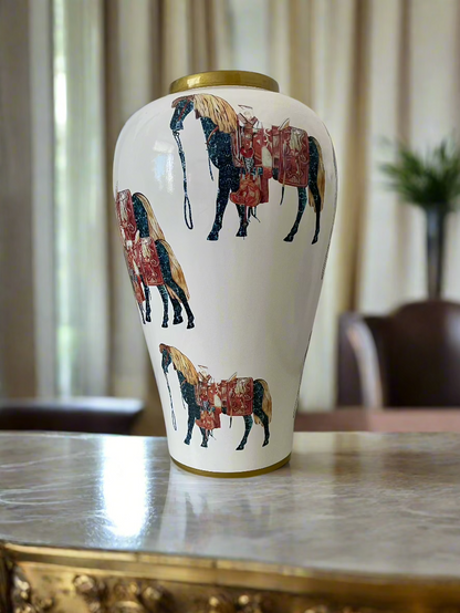 Table Vase, Golden Horse. 42 cm.