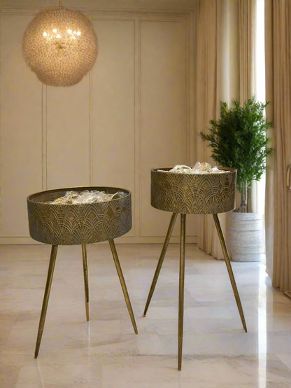 Metal Planters; Gold. 39*39*69 cm. Cyprus