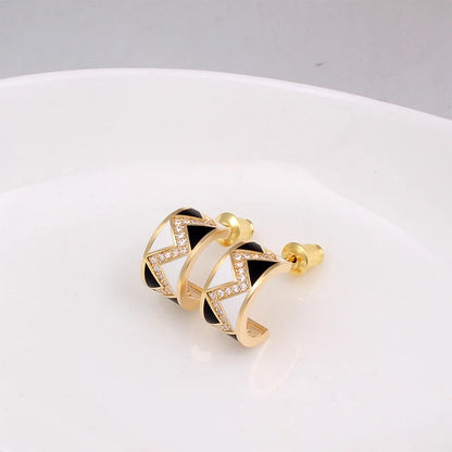 Geometric Gold-plated Pendant/Earrings, White / Black