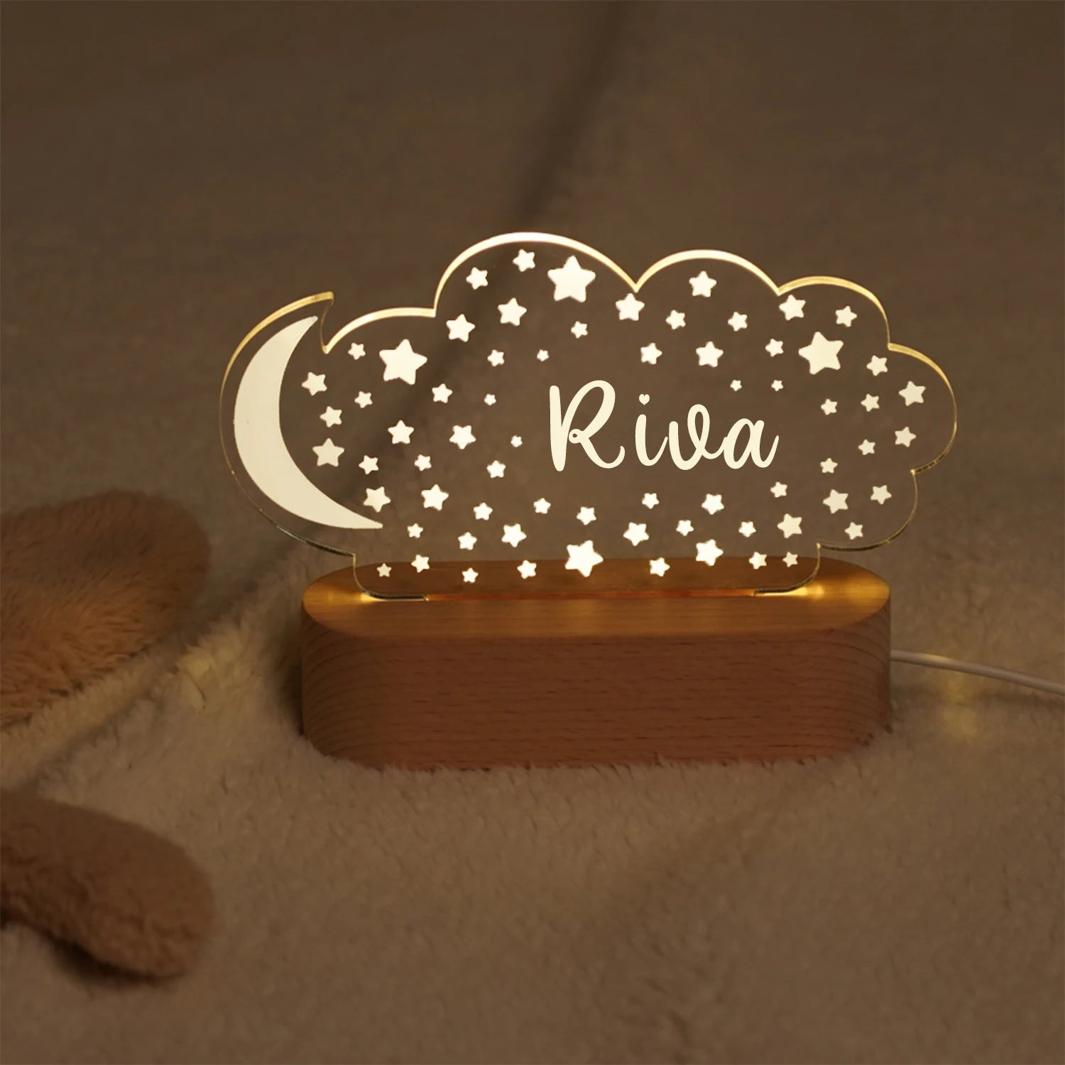USB Night Light Personalized Children Name Lamp Nursery