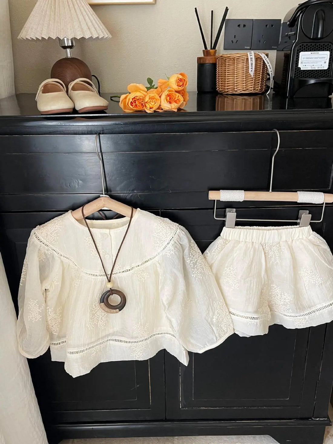 Baby Girl Embroidery Set Beige