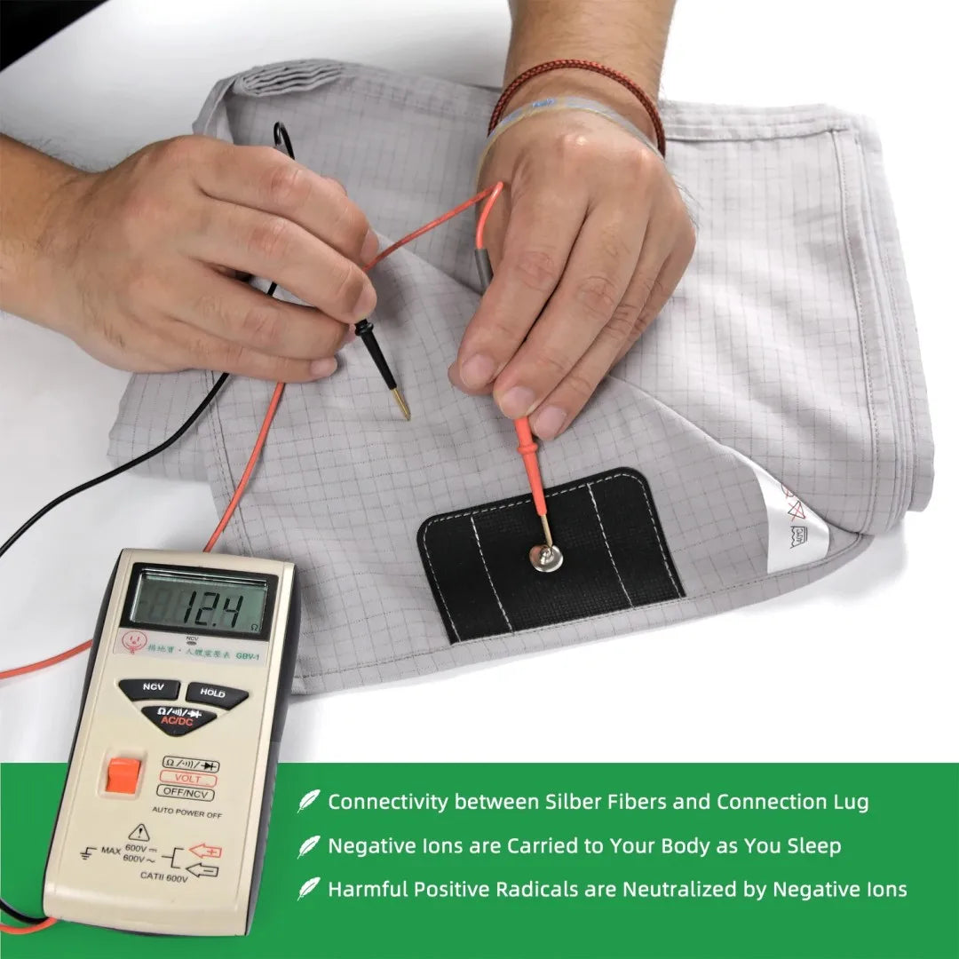 Grounding Flatted Bed Sheets with 10% Silver Fiber &amp; Organic Cotton- Conductive with Grounding Cord, Grounding Keep Good Sleep