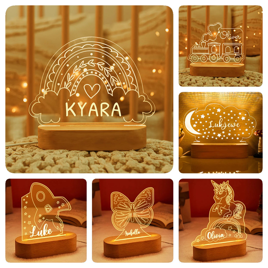 USB Night Light Personalized Children Name Lamp Nursery