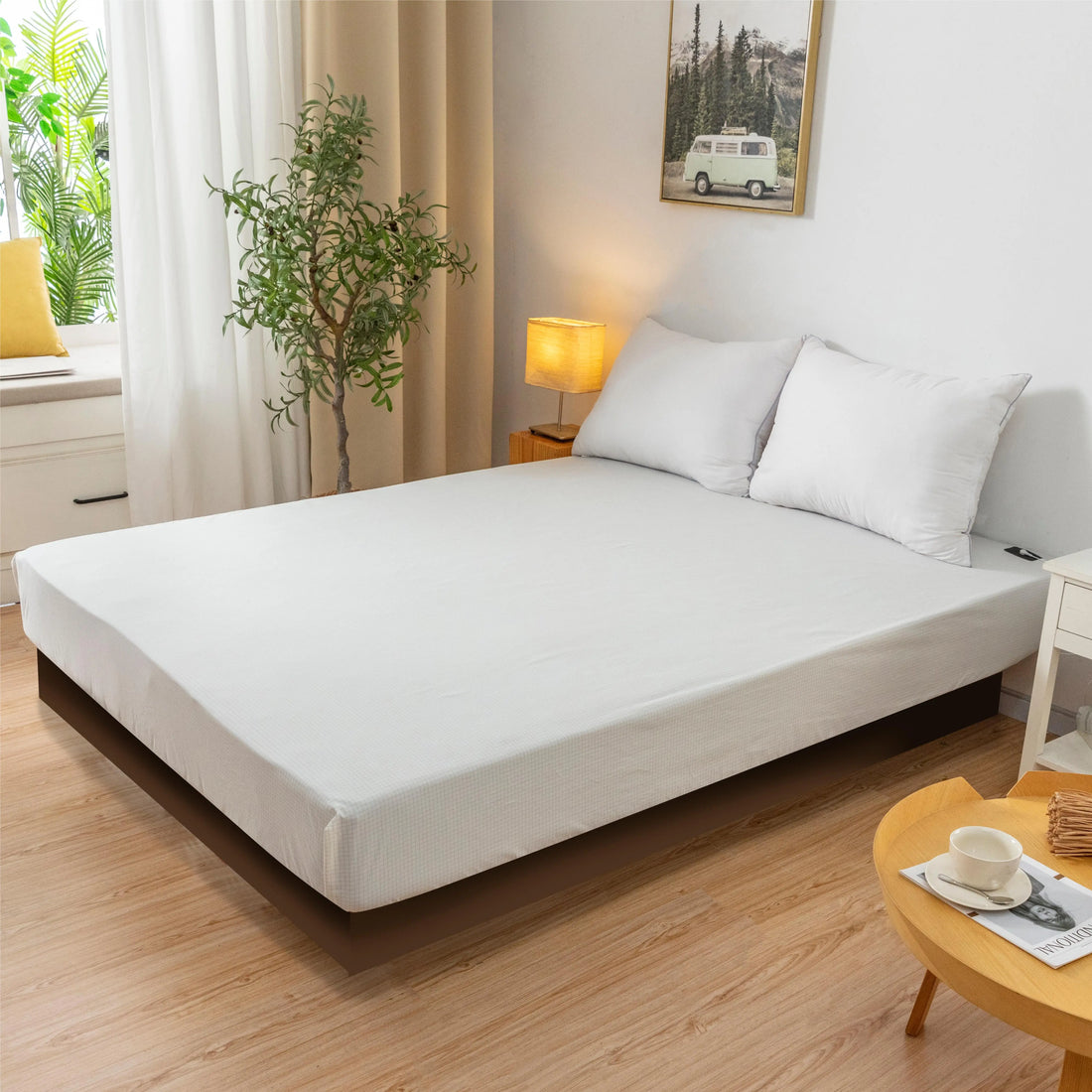 Earthing ESD 10% Silver Organic Cotton Healthy Fitted Sheet for All Size Bed, with a 4.5m Local Grounding Cable