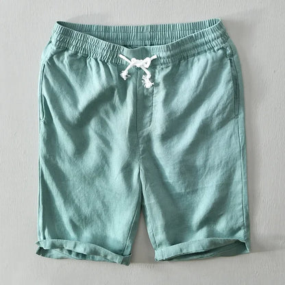 Pure Linen Shorts Men 2024 Summer New Fashion Solid White Loose Holiday Shorts Man Casual Shorts