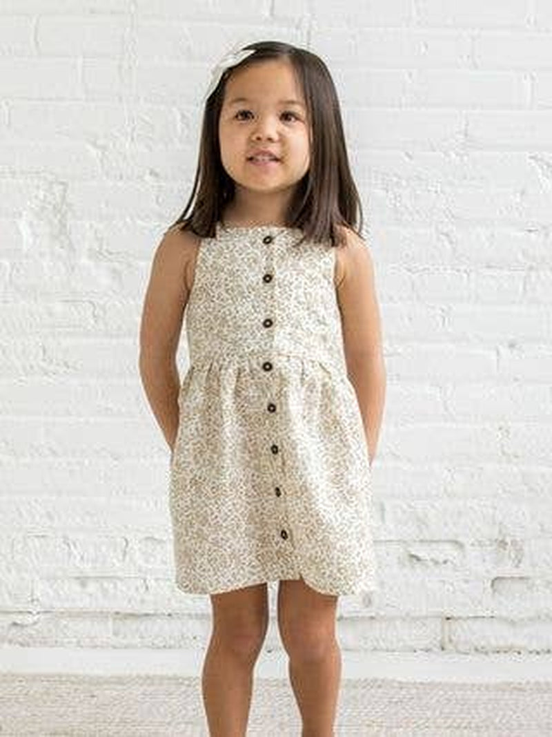Baby Paloma Linen Button Front Dress - Velma Floral / Latte