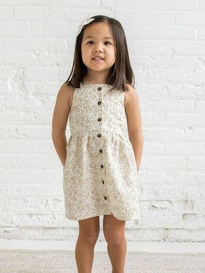 Baby Paloma Linen Button Front Dress - Velma Floral / Latte