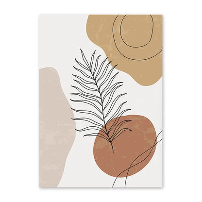 Abstract Geometric Leaves Line Modern Minimalist Posters Canvas Painting Wall Art Print Pictures Living Room Interior Home Decor
