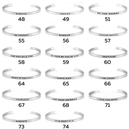 Women Stainless Steel Bangle Inspirational Bracelets Custom Mantra Cuff Band Jewelry Gift for Women