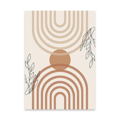 Boho Rainbow Sun Beige Abstract Leaves Poster Canvas Painting Wall Art Print Pictures Bedroom Living Room Interior Home Decor