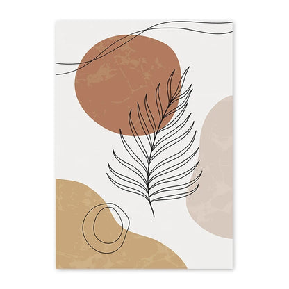 Abstract Geometric Leaves Line Modern Minimalist Posters Canvas Painting Wall Art Print Pictures Living Room Interior Home Decor