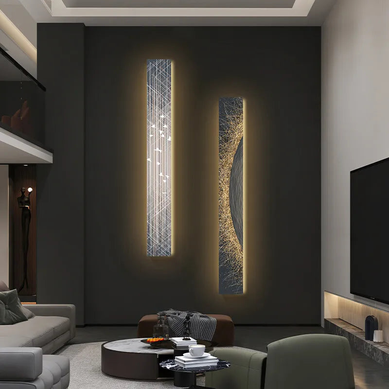 Modern Abstract Led Indoor Painting Long Strip Wall Hanging Lamp Suitable for Indoor Home Room Living Room Decoration Home Lamp