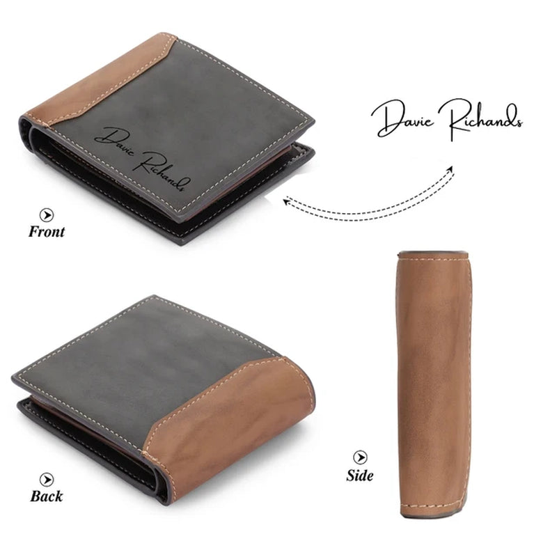 Custom Name Picture Card Holder Wallet Bifold Wallet for Men Gift for Husband Father&