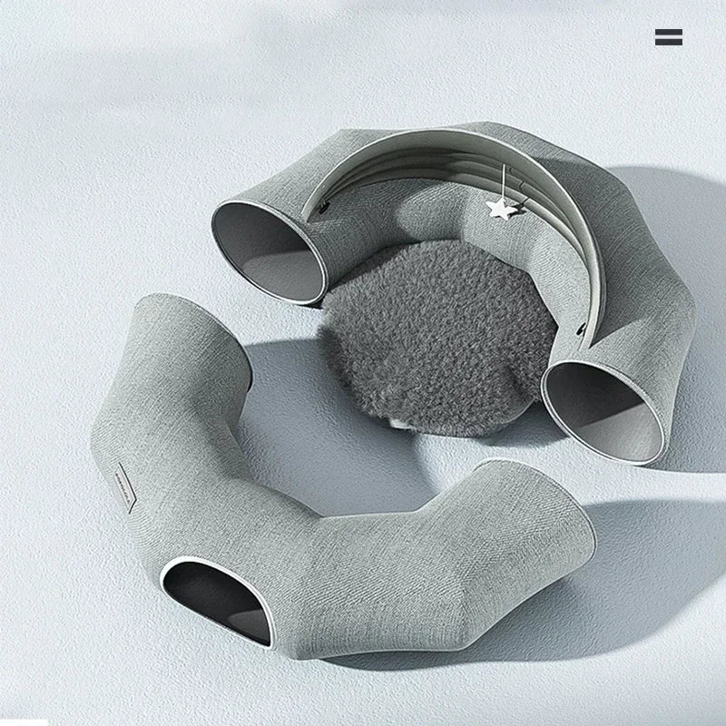 Detachable Cat Tunnel Nest, Pet Cat Toys Interactive, 2 in 1 Donut Tunnel Toys for Cats and Bed for a Cat