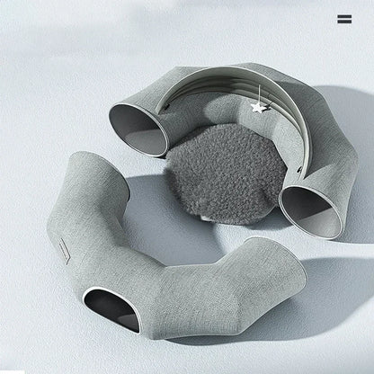 Detachable Cat Tunnel Nest, Pet Cat Toys Interactive, 2 in 1 Donut Tunnel Toys for Cats and Bed for a Cat