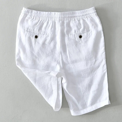 Pure Linen Shorts Men 2024 Summer New Fashion Solid White Loose Holiday Shorts Man Casual Shorts