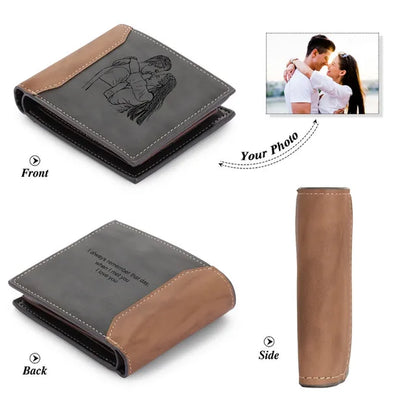 Custom Name Picture Card Holder Wallet Bifold Wallet for Men Gift for Husband Father&