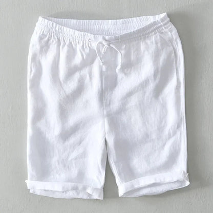 Pure Linen Shorts Men 2024 Summer New Fashion Solid White Loose Holiday Shorts Man Casual Shorts